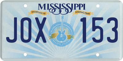 MS license plate JOX153