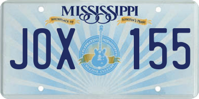 MS license plate JOX155