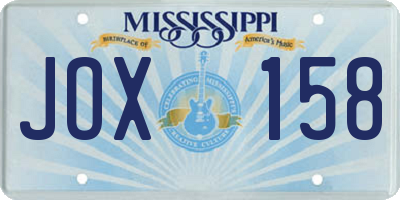 MS license plate JOX158