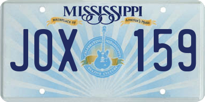 MS license plate JOX159