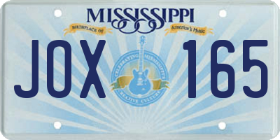 MS license plate JOX165