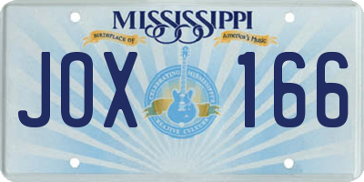 MS license plate JOX166