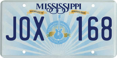 MS license plate JOX168