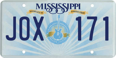MS license plate JOX171