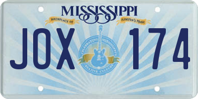 MS license plate JOX174