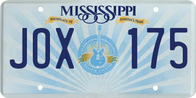 MS license plate JOX175