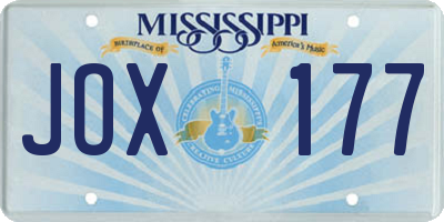 MS license plate JOX177