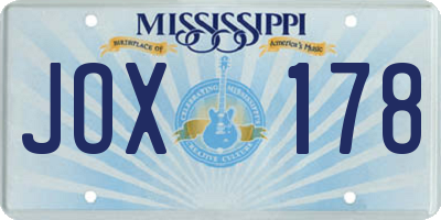 MS license plate JOX178