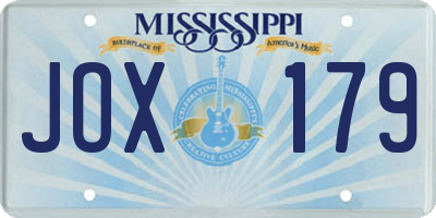 MS license plate JOX179