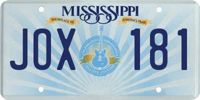 MS license plate JOX181
