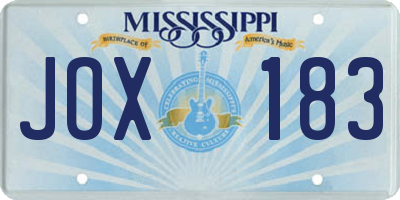 MS license plate JOX183