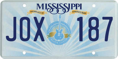 MS license plate JOX187