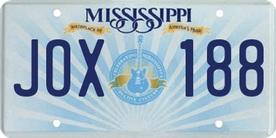 MS license plate JOX188