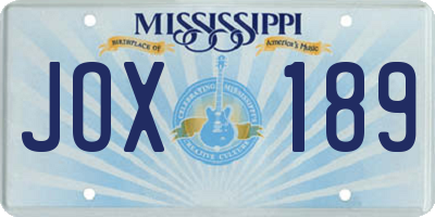 MS license plate JOX189