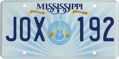 MS license plate JOX192