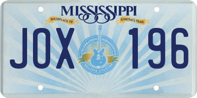 MS license plate JOX196