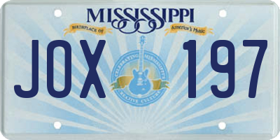 MS license plate JOX197