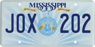 MS license plate JOX202