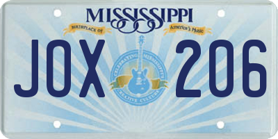 MS license plate JOX206