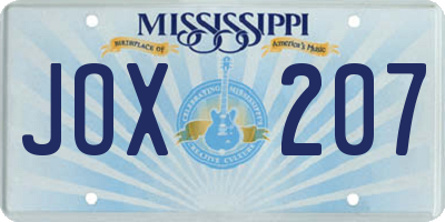 MS license plate JOX207