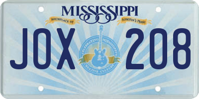 MS license plate JOX208