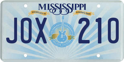 MS license plate JOX210