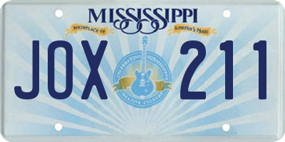 MS license plate JOX211