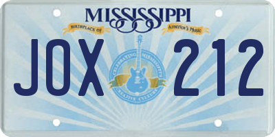 MS license plate JOX212