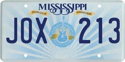 MS license plate JOX213