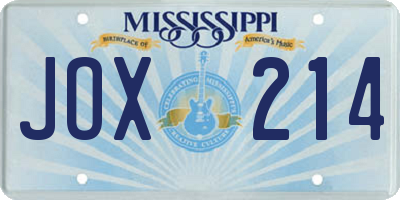MS license plate JOX214