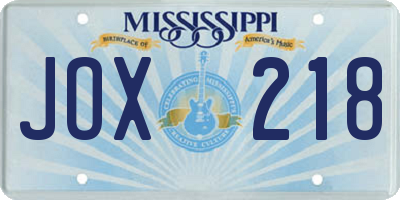 MS license plate JOX218