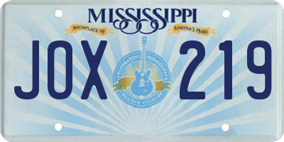 MS license plate JOX219