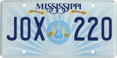 MS license plate JOX220