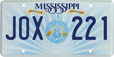 MS license plate JOX221