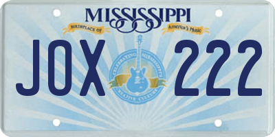 MS license plate JOX222