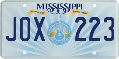 MS license plate JOX223