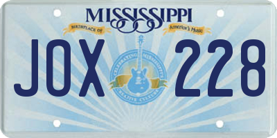MS license plate JOX228