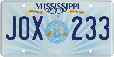 MS license plate JOX233