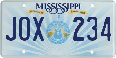 MS license plate JOX234