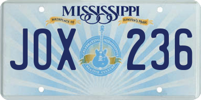 MS license plate JOX236