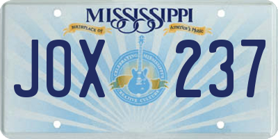 MS license plate JOX237