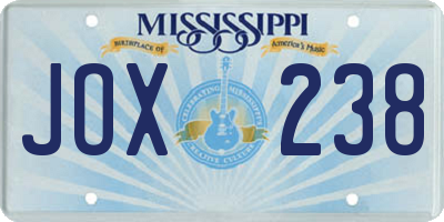 MS license plate JOX238