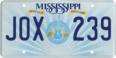 MS license plate JOX239