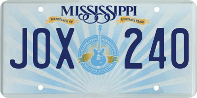 MS license plate JOX240