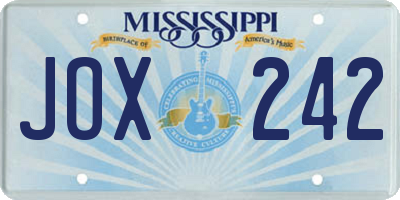 MS license plate JOX242