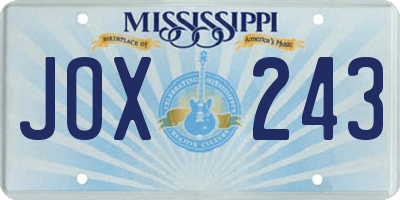MS license plate JOX243