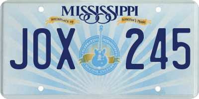 MS license plate JOX245