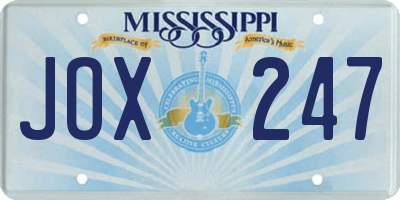 MS license plate JOX247