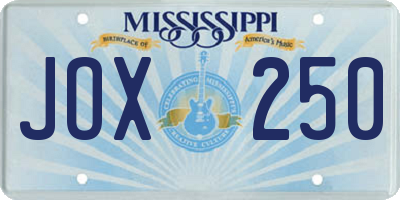 MS license plate JOX250
