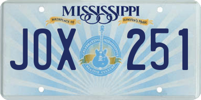 MS license plate JOX251